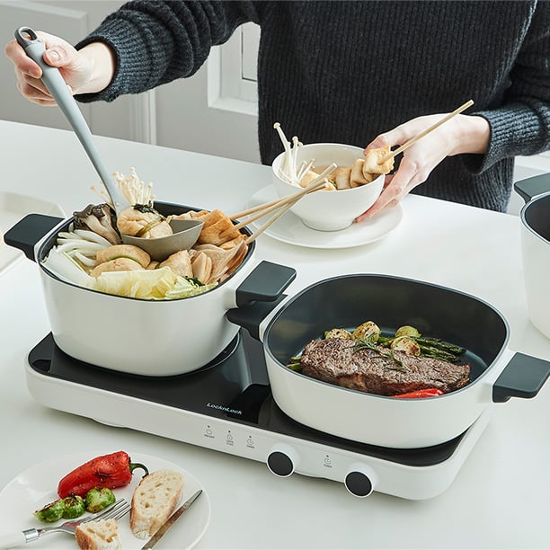 Bếp Điện Từ Đôi Locknlock Square Double Induction, 220240V, 50/60Hz, 1500W+1300W Màu Trắng - EJI326WHT, , large image number 7